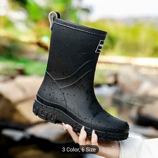 Women's Waterproof Warm Fleece-Lined Mid-Calf Rain Boots