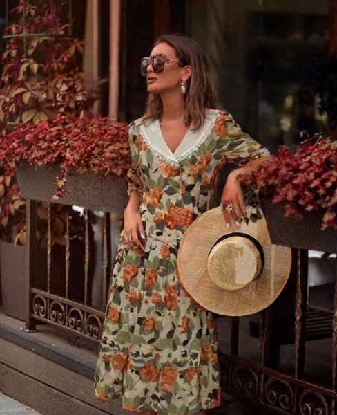 Платье с Цветочным Принтом в Стиле Dolce Gabanna