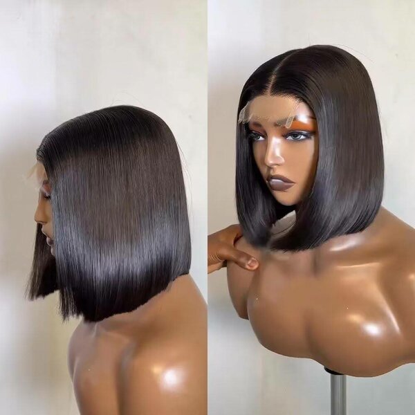 12"Remy DD 4x4 Silky Straight Wig