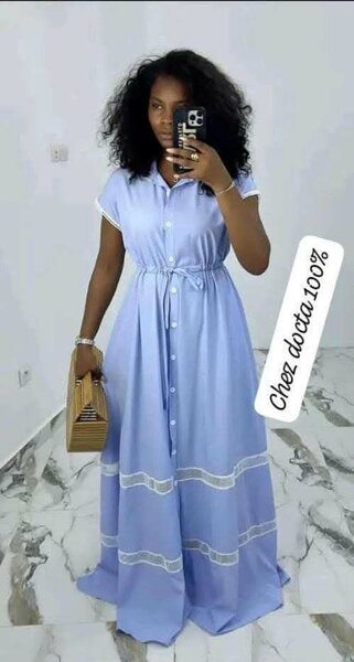 Robe longue chic bleue