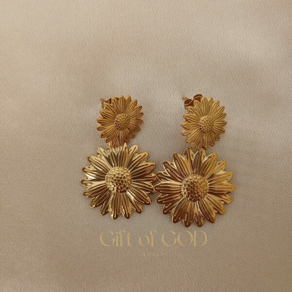 Boucles d'Oreilles Dorées Fleurs