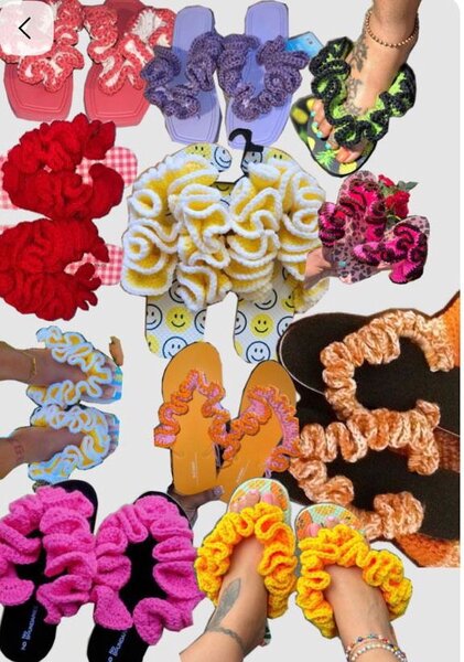 Tongs en crochet colorés