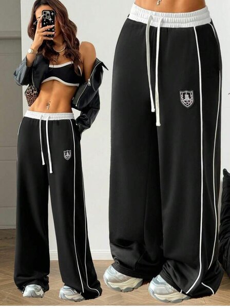 Pantalon large noir pour femme