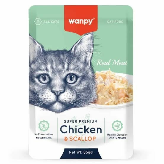 Wanpy Adult Cat Real Meat Chicken & Scallop 85 g Pouch
