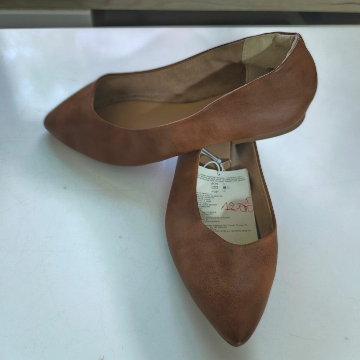 Ballerines en cuir brun