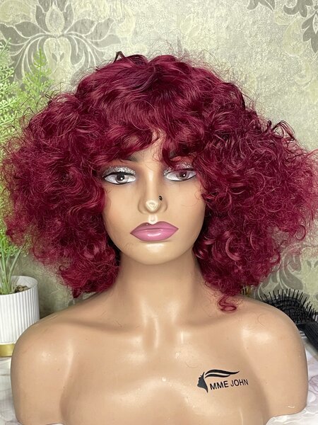 Perruque Bouclée Rouge Vif