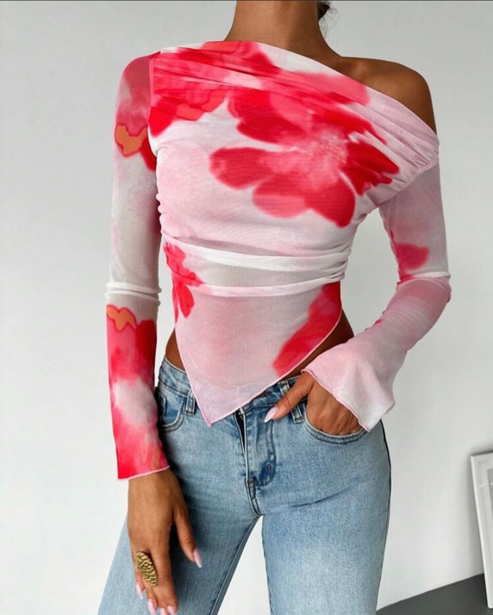 Top asymétrique floral chic