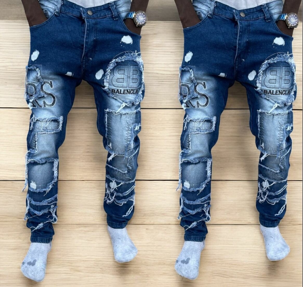 Jeans tendance déchirés homme