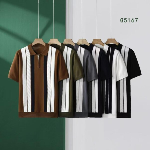 Polo rayé à manches courtes homme