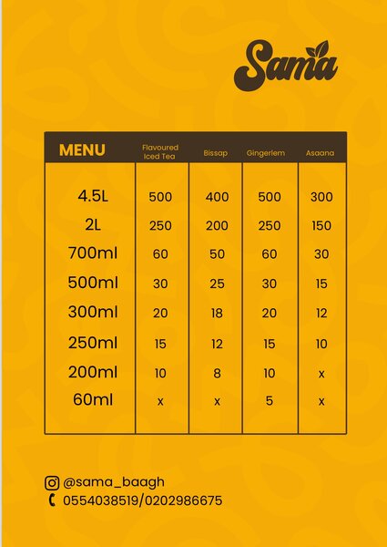 Local drinks (Sobolo, Asaana, Flavored iced tea &Gingerlem)