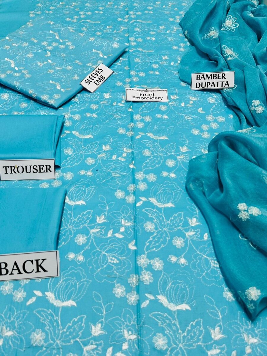 Lawn airjet best quality stuff unstitch suit 3 pc with dc