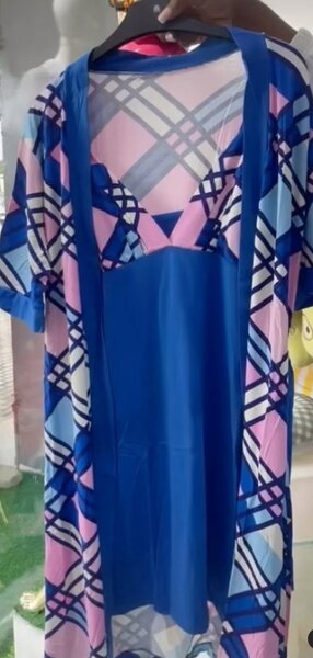 Women's Blue Housecoat Cotton