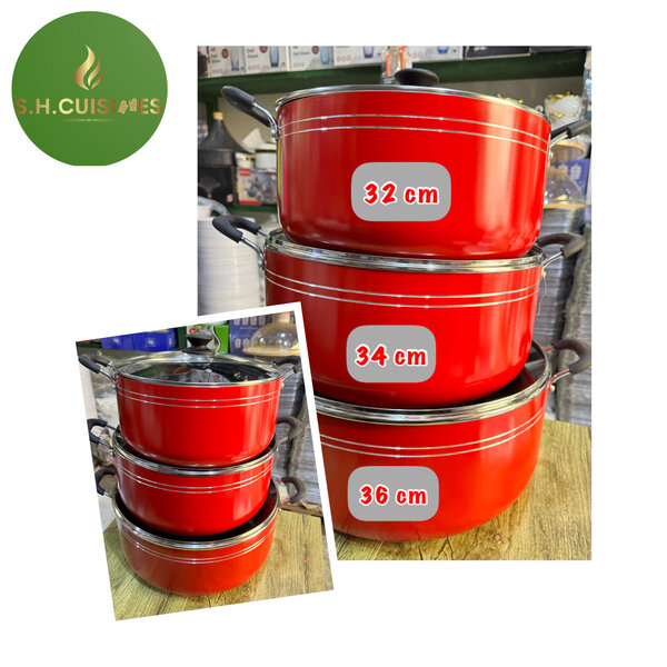 Batterie de cuisine en aluminium 3 pièces