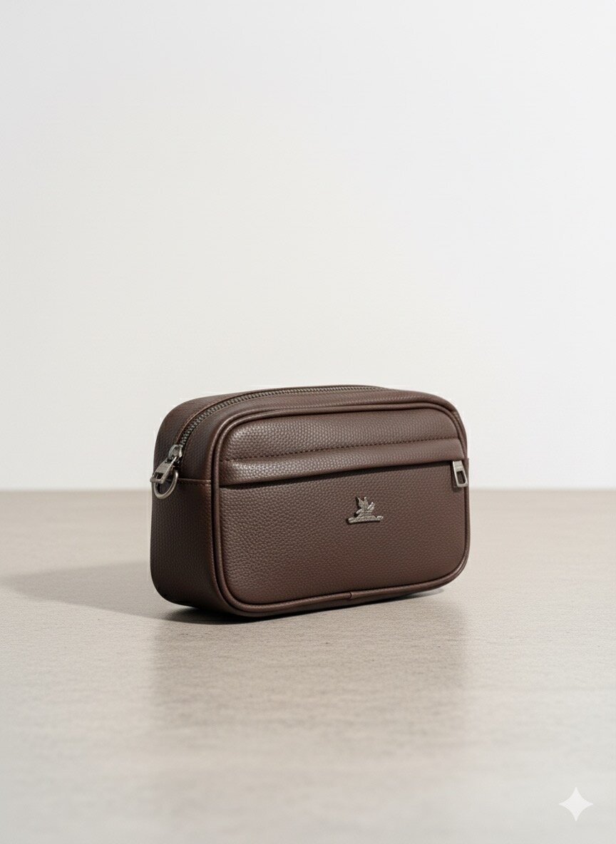 Sacoche 2 en 1 en cuir marron