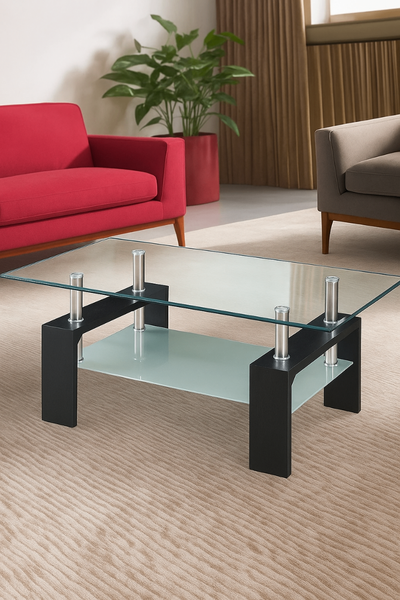 Table basse vitrée
