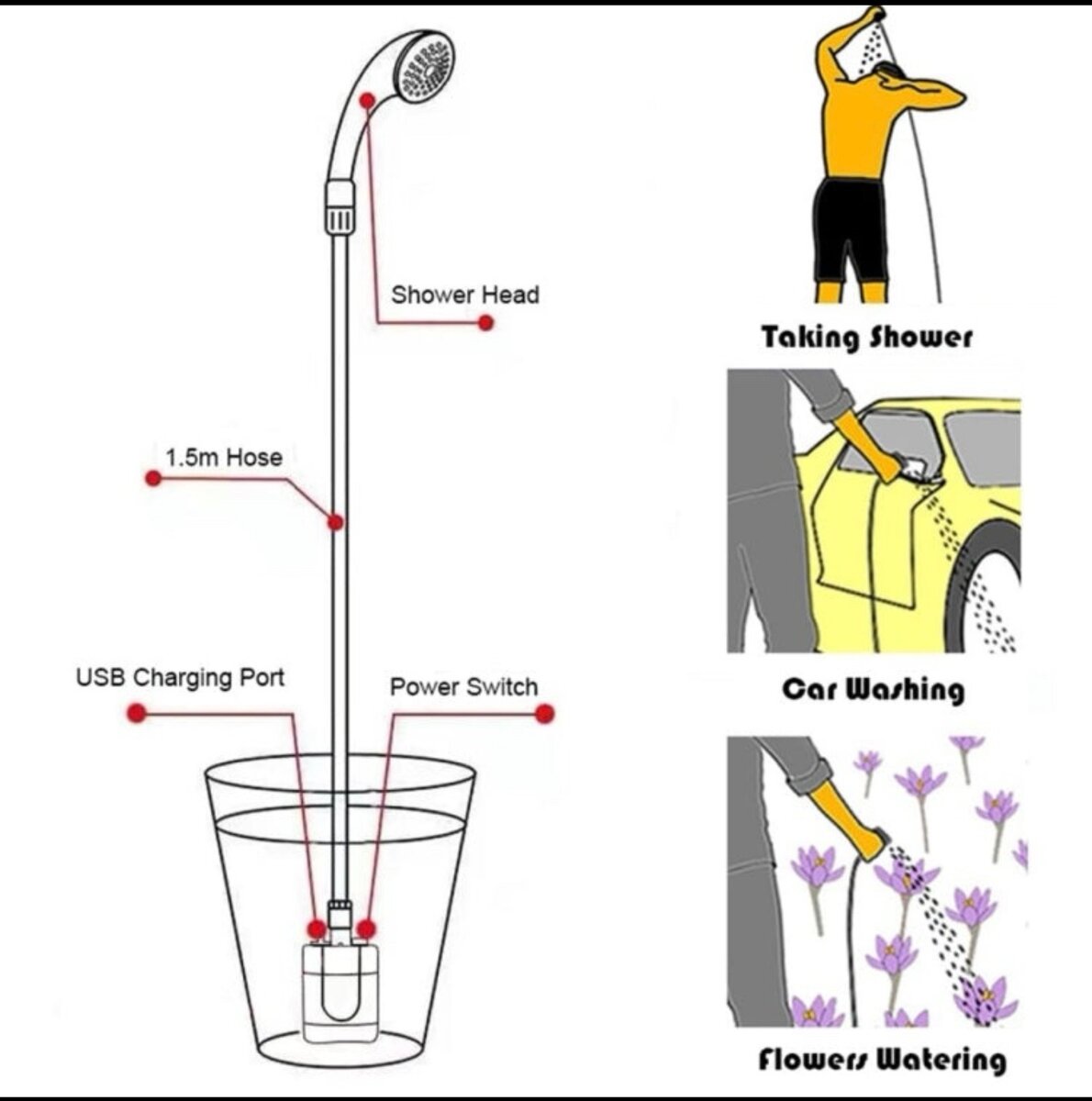 pompe de douche de camp de douche portable pour le camping à