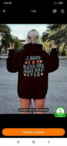 Sweat à capuche noir imprimé