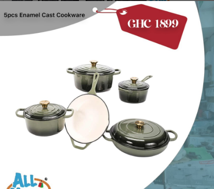 5pcs Enamel Cast Iron Cookware