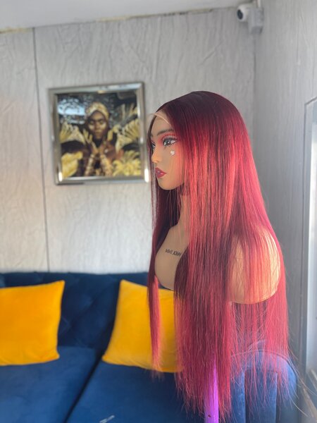 Long Burgundy Lace Front Wig