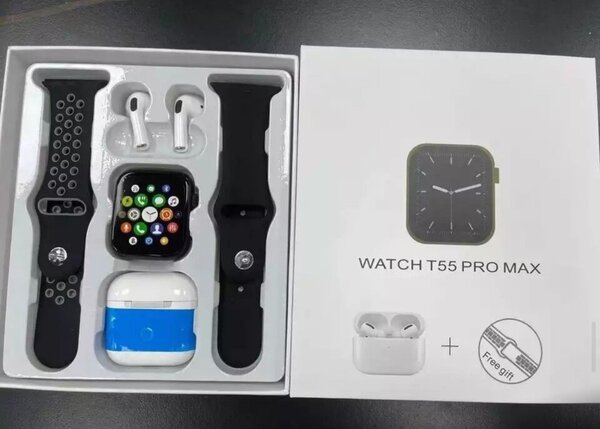 Smart Watch T55 Pro Max Smart Watch, Montre + Ecouteurs BT +