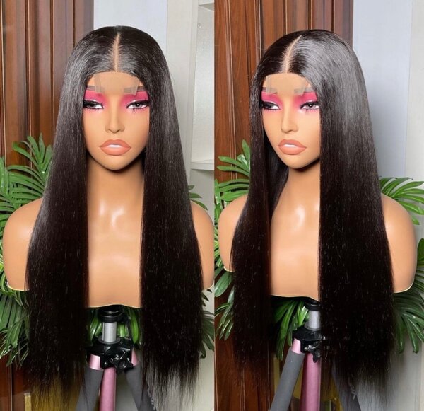 Human hair blend Closure wig cap