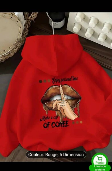 Hoodie rouge imprimé café