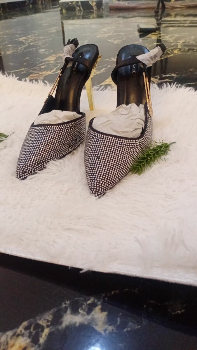 ROYAL BLACK VERSACE STILETOES