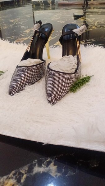 ROYAL BLACK VERSACE STILETOES