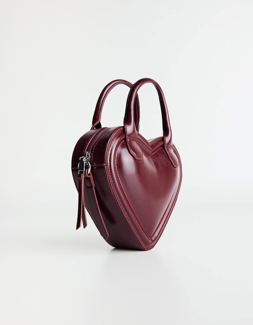 Mini-Sac Cœur Bordeaux BERSHKA
