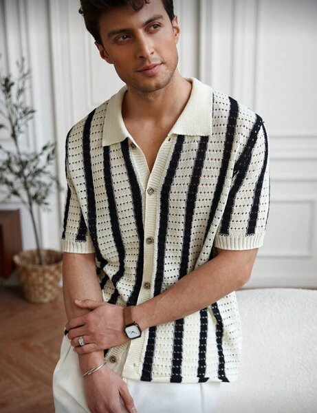 Chemise en tricot rayée homme