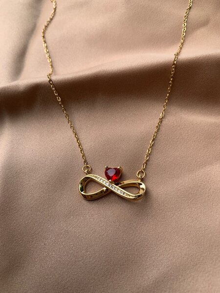 Red infinity pendant necklace