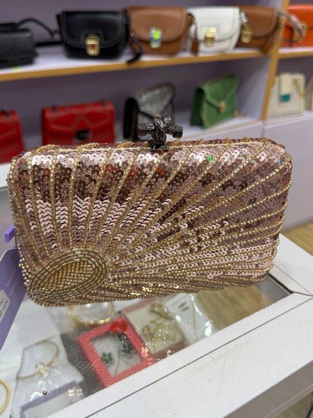 Gold  beaded with sequins luxury purse