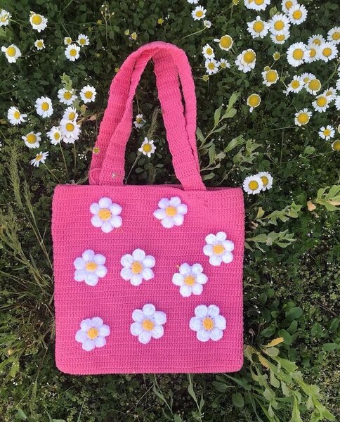 Sac crochet avec fleurs