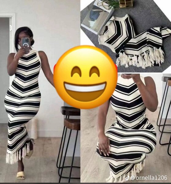 Robe longue à rayures noires