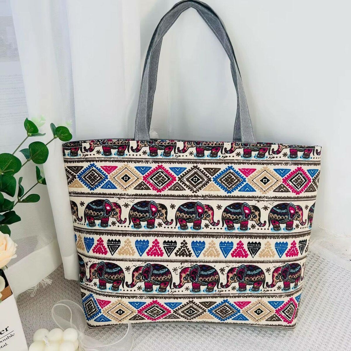 Sac cabas en toile ethnique