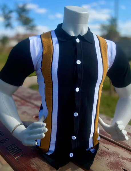 Chemise noir blanc beige