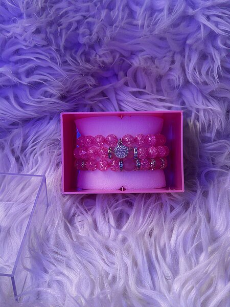 Pink Beaded Bracelet Set