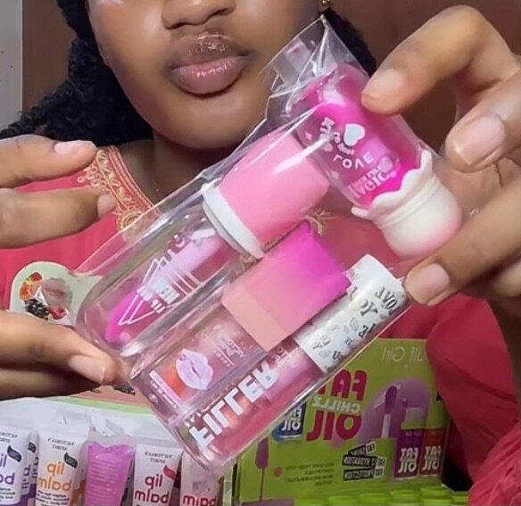 Ensemble de soins lèvres rose