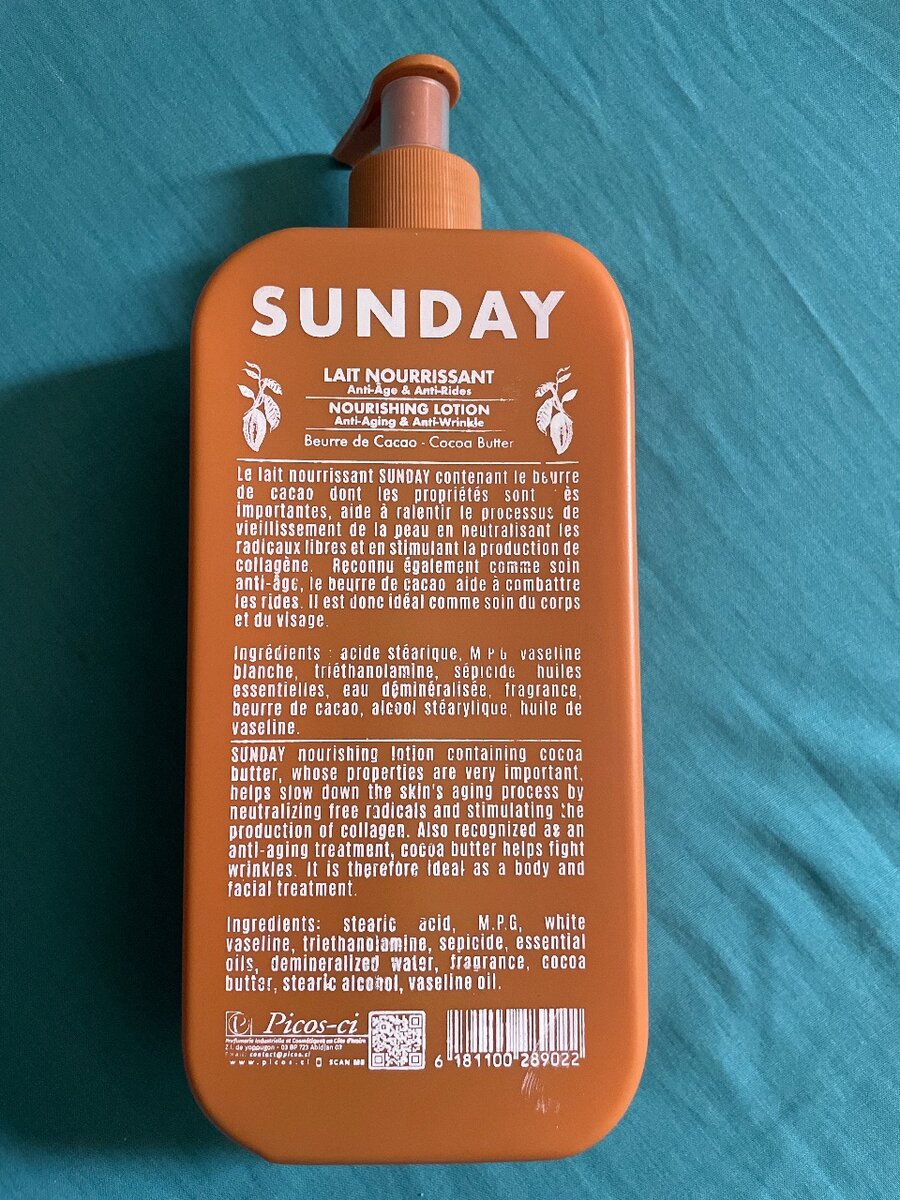 Lait corps SUNDAY cacao 700ml