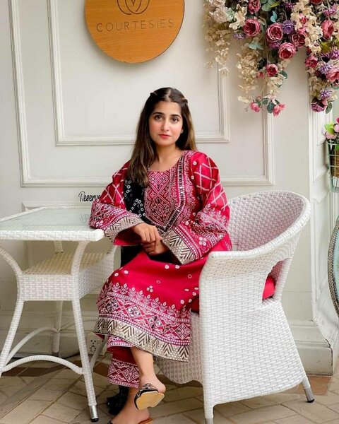 3 pcs women's stiched Katan silk Printed suit