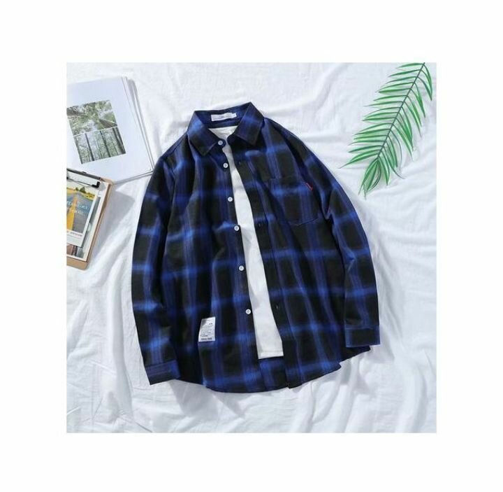 Men's Long Sleeve Plaid Shirt - Black/Blue/Red