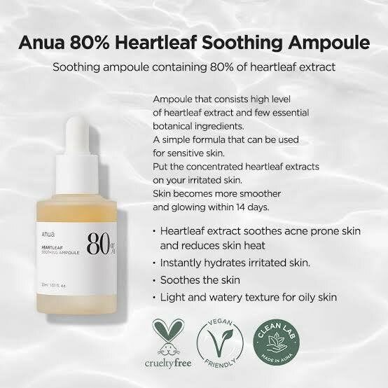 Anua 80% HeartLeaf Soothing Ampoule Serum
