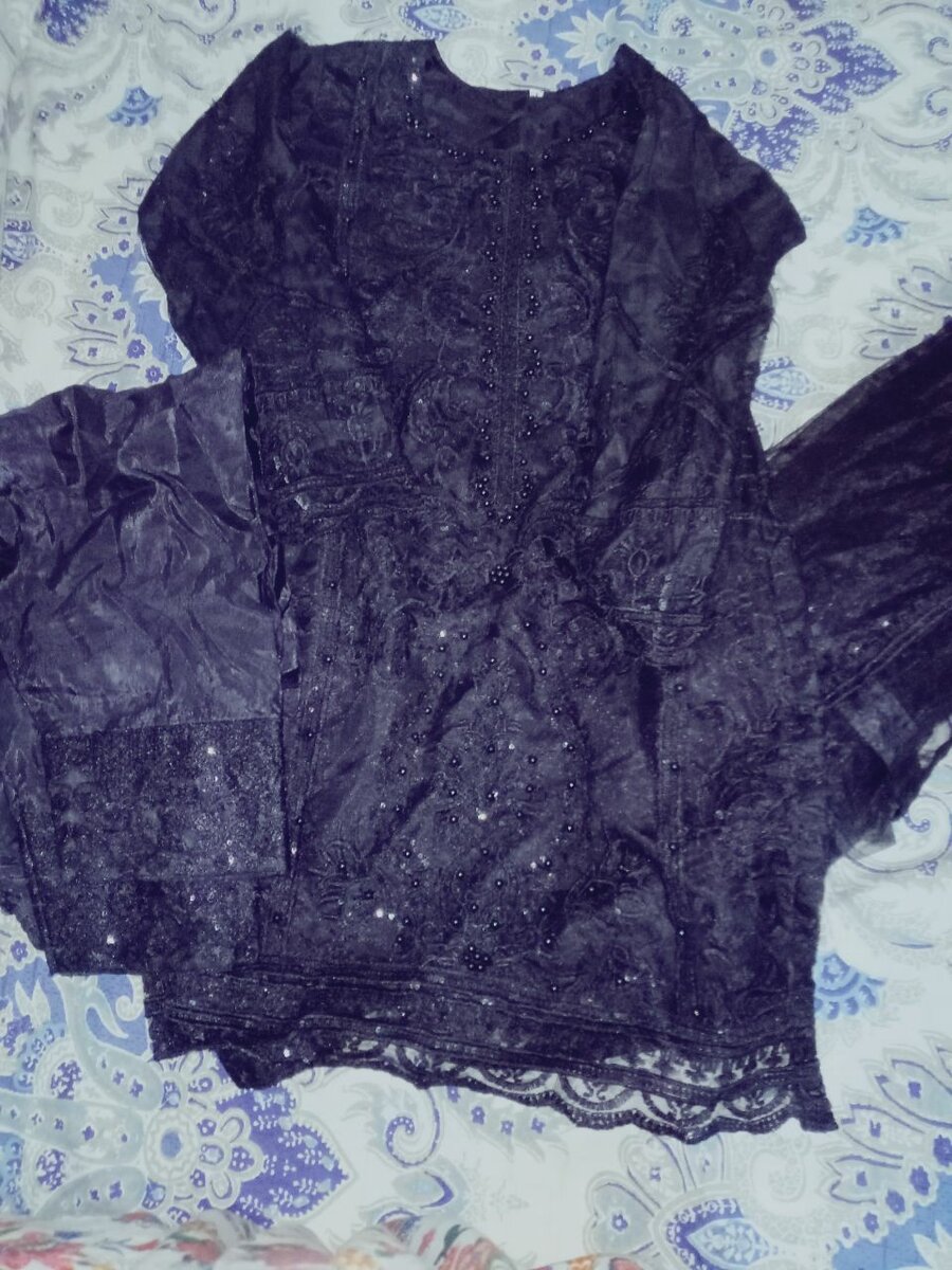 Black embroidered dress