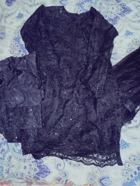 Black embroidered dress