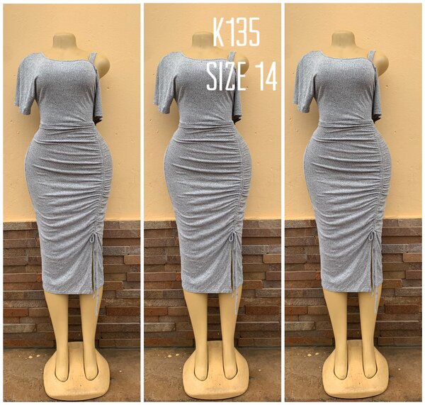 Gray gathered dress, size 14