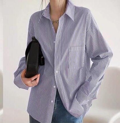 Oversized light blue stripped shirts