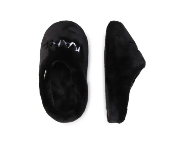 logo-embroidered faux-fur slippers