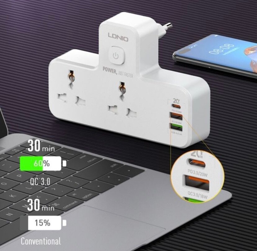 LDNIO Multi Socket with 3 USB ports