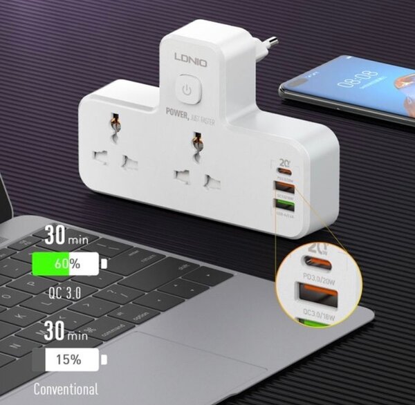 LDNIO Multi Socket with 3 USB ports