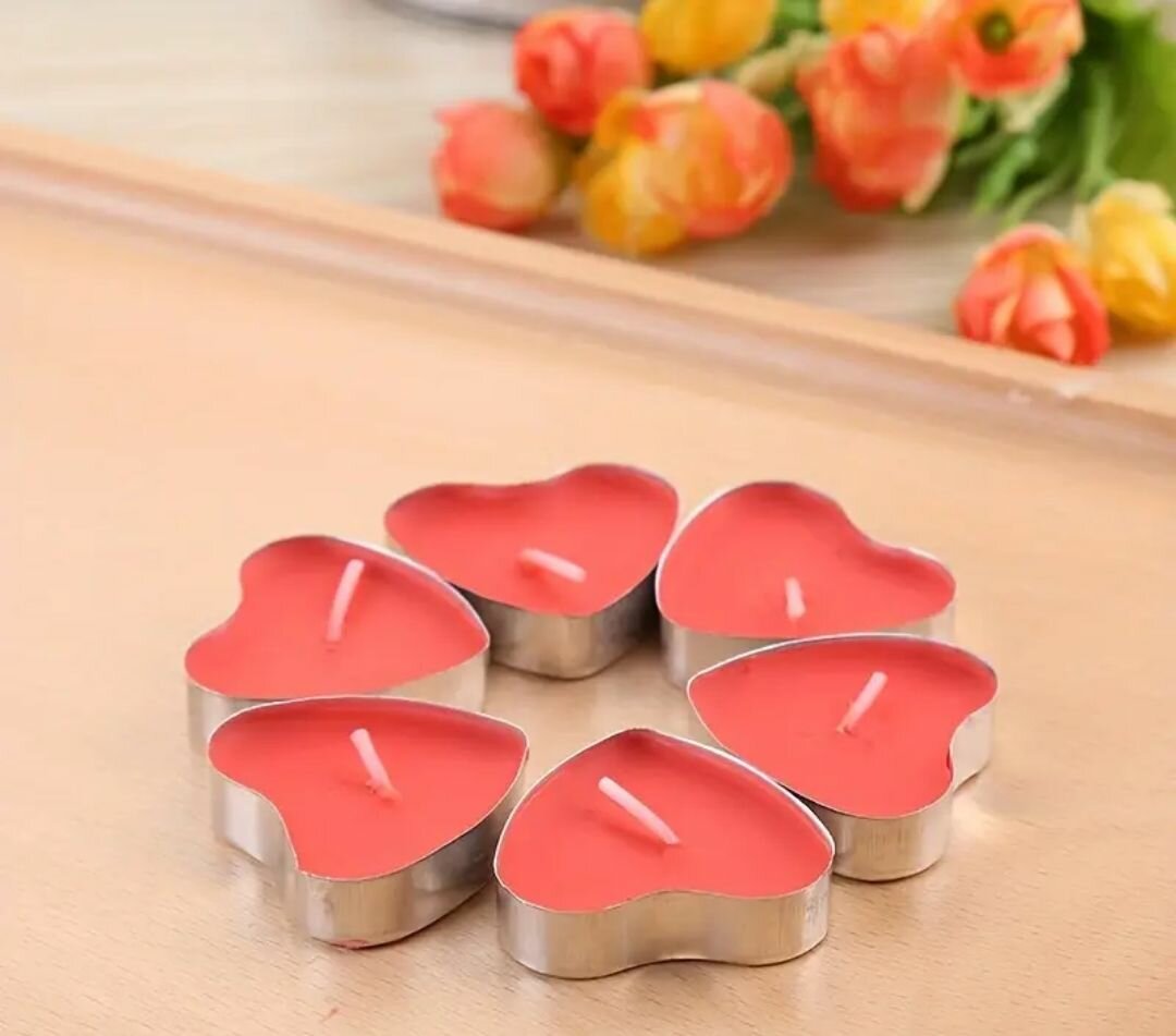Bougies en forme de cœur - 12 pcs